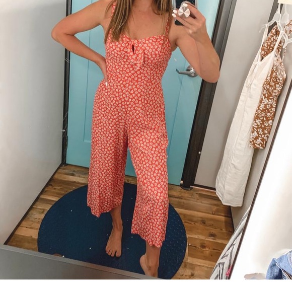 Pants - Red floral jumpsuit